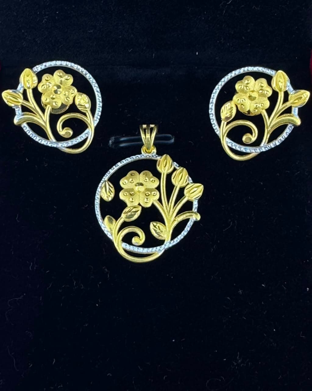 22K Floral Circle Harmony Set - 22K purity gold 7.53