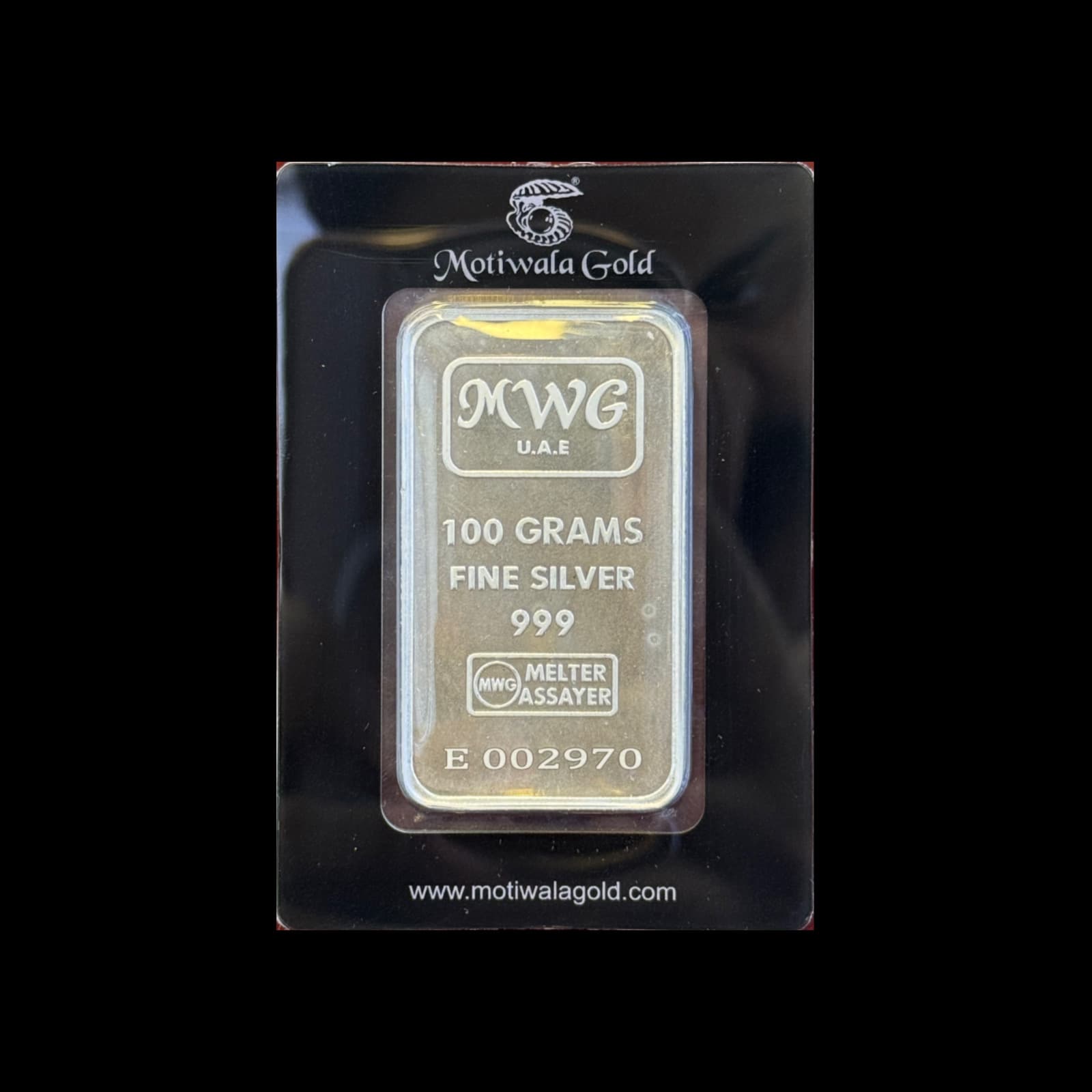 999 Silver Bar - 100g - 999.9 purity silver 100g